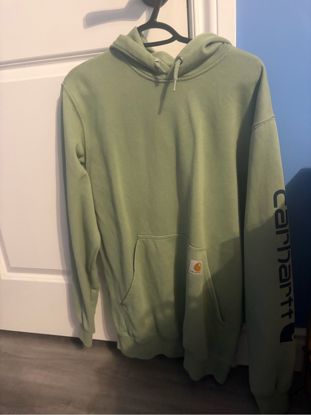 Carhartt Men’s Light Sage Green Logo Sleeve Hoodie
